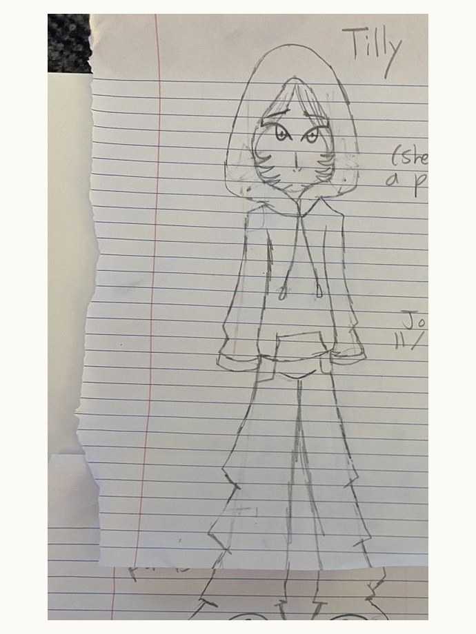 Jolie's original pencil sketch of Tilly